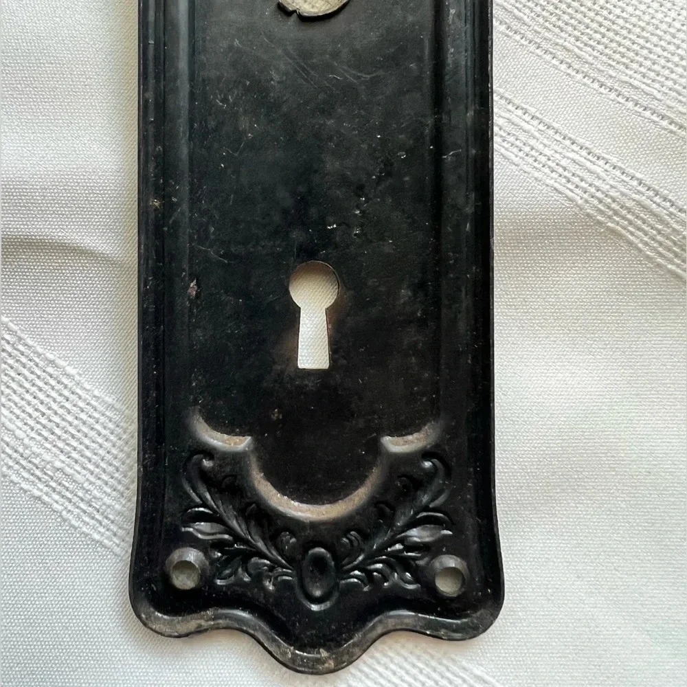 Vintage Ornate Knob Plate Reclaimed Decorative Early 1900s 8” Long